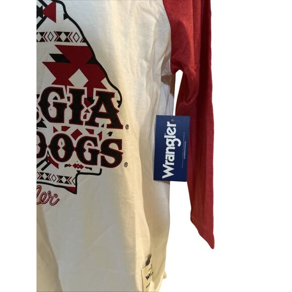 NEW UGA Georgia Bulldogs Wrangler White 3/4 Sleeve Baseball Tee Shirt Women's M - Picture 3 of 6
